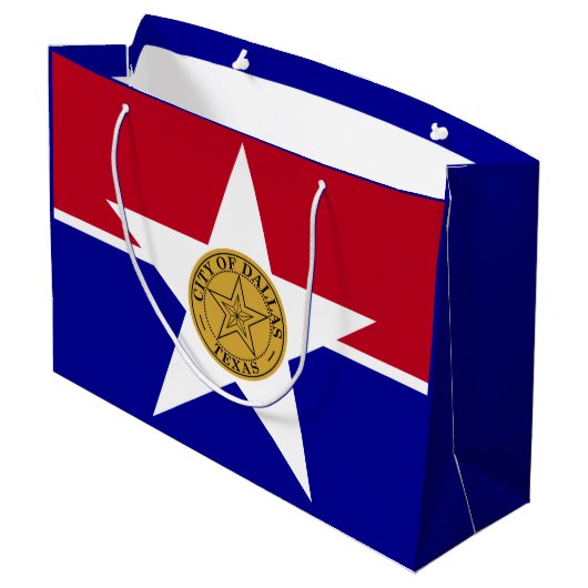 Vlag van Dallas, Texas Large Gift Bag Groot Cadeauzakje (Achterkant Gekanteld)