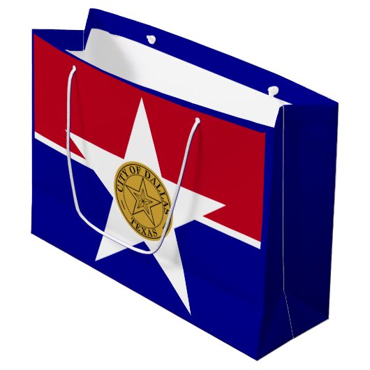 Vlag van Dallas, Texas Large Gift Bag Groot Cadeauzakje (Voorkant Gekanteld)