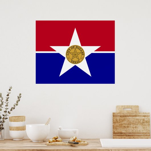 Vlag van Dallas (Texas) Poster (Keuken)