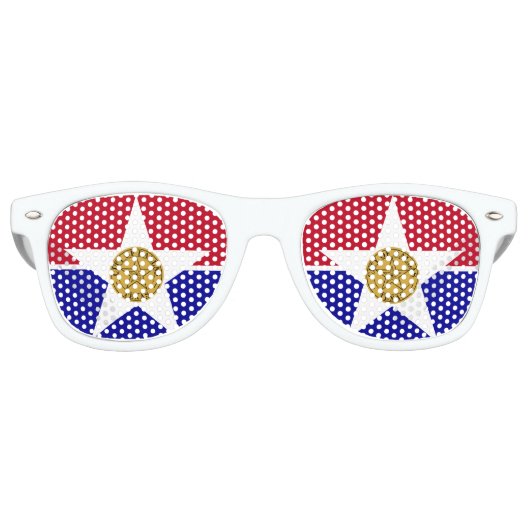 Vlag van Dallas, Texas Retro Sunbril Zonnebril (Voorkant)