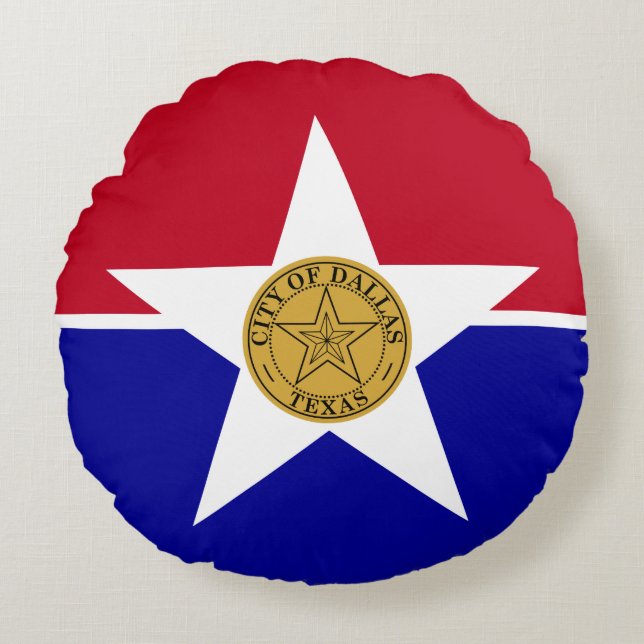 Vlag van Dallas (Texas) Rond Kussen (Voorkant)
