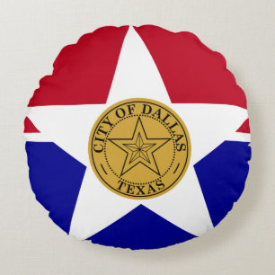 Vlag van Dallas, Texas Round Pillow Rond Kussen