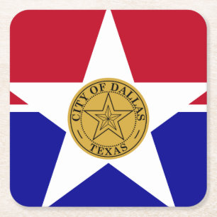 Vlag van Dallas, Texas Square Paper Onderzetter