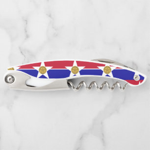 Vlag van Dallas, Texas Waiter's Corkschroef Kurkentrekker