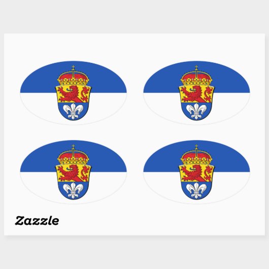 Vlag van Darmstadt, Duitsland Ovale Sticker (Vel)