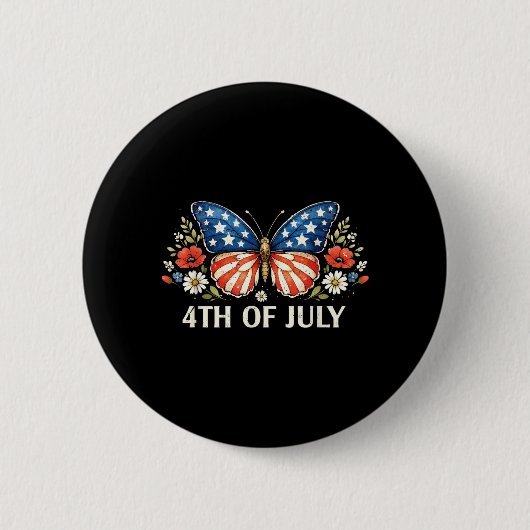 Vlag van de 4e juli vlinder patriottisch USA vinta Ronde Button 5,7 Cm (Voorkant)