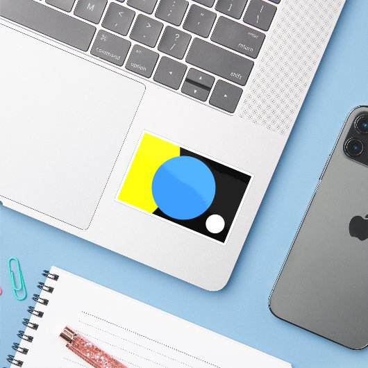 Vlag van de aarde sticker (Laptop met iPhone)