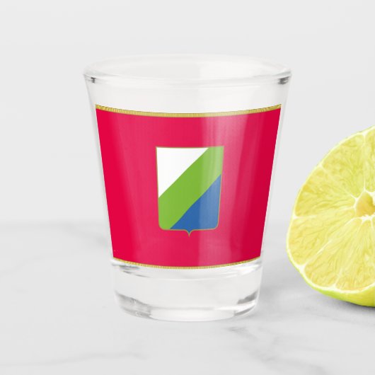 Vlag van de Abruzzen (Italië) Shot Glas (Voorkant)