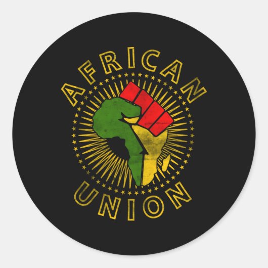 vlag van de afrikaanse unie hijst afrika ronde sticker (Voorkant)