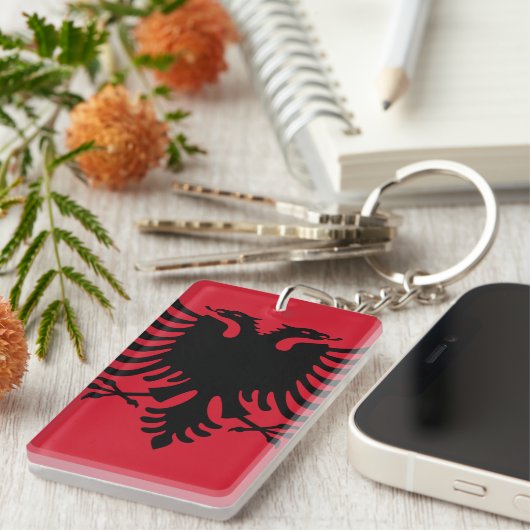 Vlag van de Albanese Sleutelhanger (Voorkant Rechts)
