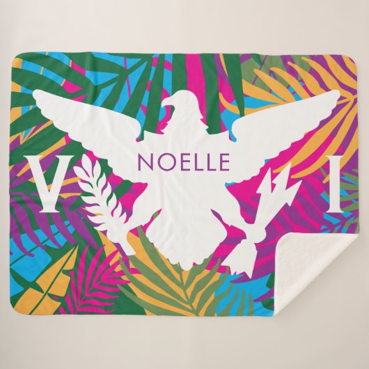 Vlag van de Amerikaanse Maagdeneilanden, kleurrijk Sherpa Deken (Voorkant (horizontaal))