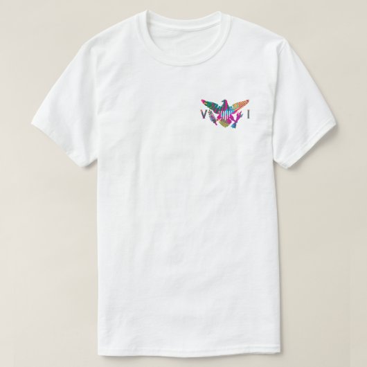 Vlag van de Amerikaanse Maagdeneilanden, kleurrijk T-shirt (Design voorkant)