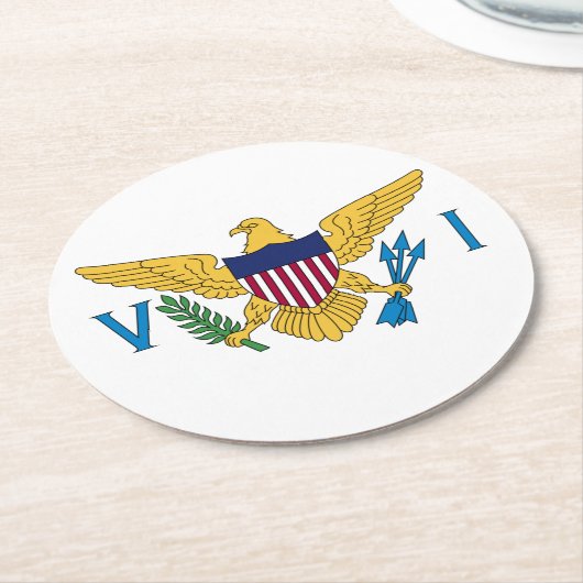 Vlag van de Amerikaanse Maagdeneilanden Ronde Kartonnen Onderzetter (Gebogen)
