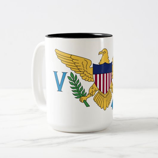 Vlag van de Amerikaanse Maagdeneilanden Tweekleurige Koffiemok (Voorkant links)
