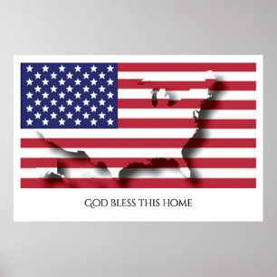 Vlag van de Amerikaanse Patriottische Thuis van AM Poster