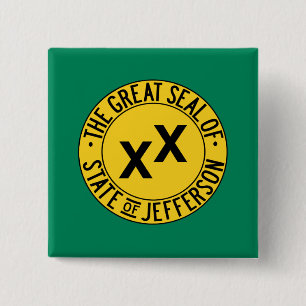 Vlag van de Amerikaanse staat Jefferson Vierkante Button 5,1 Cm
