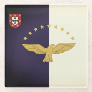 Vlag van de Azoren, Portugal Glazen Onderzetter