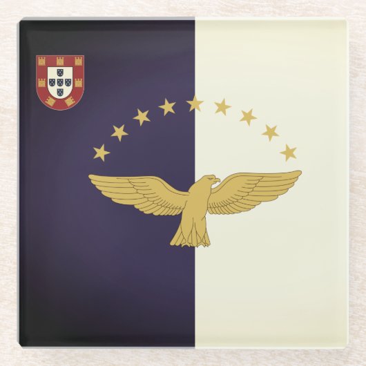 Vlag van de Azoren, Portugal Glazen Onderzetter (Voorkant)
