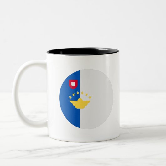 vlag van de Azoren Tweekleurige Koffiemok (Links)