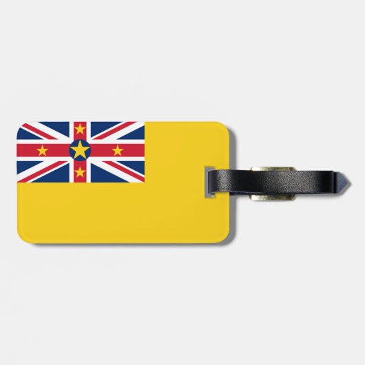 Vlag van de Bagagelabel van Niue met lederriem (Achterkant horizontaal)