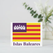 vlag van de Balearen met naam Briefkaart (Staand voorkant)