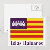 vlag van de Balearen met naam Briefkaart (Voorkant / Achterkant)