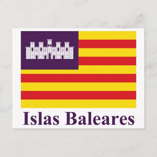 vlag van de Balearen met naam Briefkaart (Voorkant)