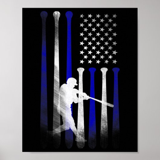 Vlag van de Baseball American Flag Player, pa, mam Poster (Voorkant)