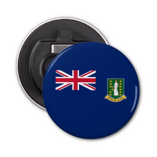 vlag van de Britse Maagdeneilanden Button Flesopener (Voorkant)
