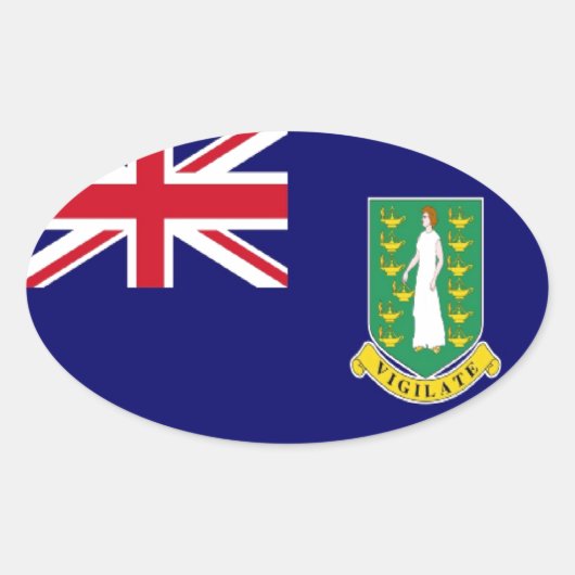 vlag van de Britse Maagdeneilanden Ovale Sticker (Voorkant)