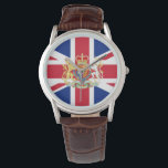 Vlag van de Britse Unie en de Royal Crest Horloge<br><div class="desc">Royal Crest en Union Flag of The United Kingdom of Great Britain and Northern Ireland.</div>