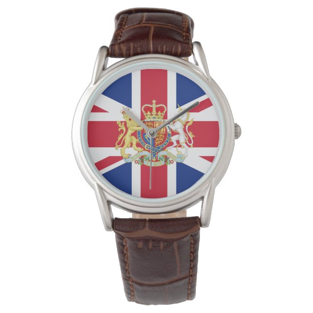 Vlag van de Britse Unie en de Royal Crest Horloge (Voorkant)