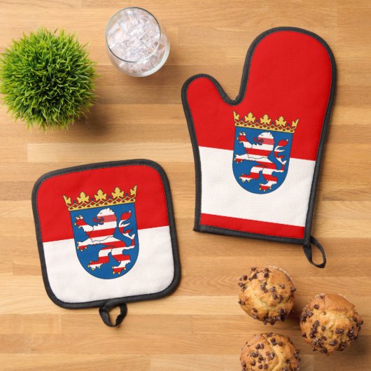 Vlag van de Button Hesse Pinback Ovenwant & Pannenlap Set (Top down)