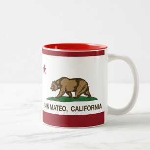 Vlag van de Californische staat San Mateo Tweekleurige Koffiemok