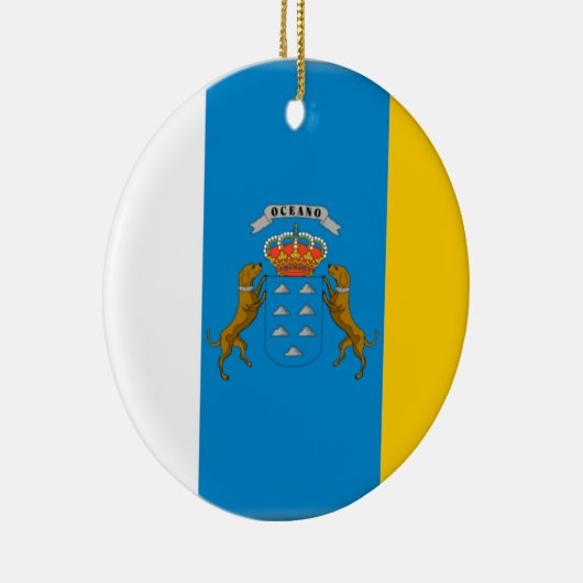 vlag van de Canarische Eilanden (Spanje) Keramisch Ornament (Rechts)