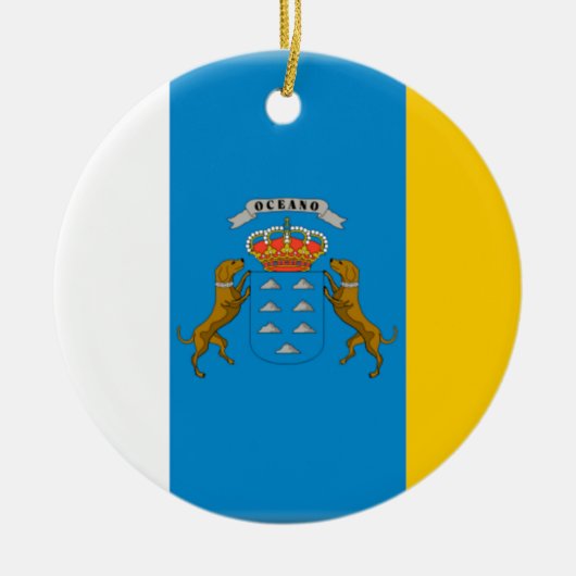 vlag van de Canarische Eilanden (Spanje) Keramisch Ornament (Voorkant)