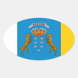 vlag van de Canarische Eilanden (Spanje) Ovale Sticker
