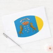vlag van de Canarische Eilanden (Spanje) Ovale Sticker (Envelop)