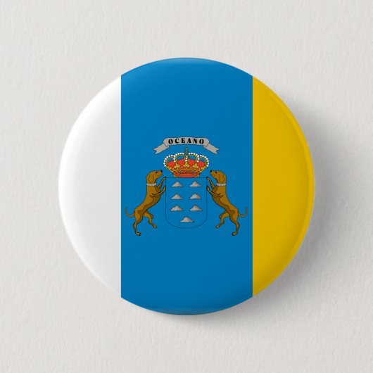 vlag van de Canarische Eilanden (Spanje) Ronde Button 5,7 Cm (Voorkant)