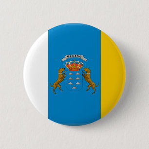 vlag van de Canarische Eilanden (Spanje) Ronde Button 5,7 Cm