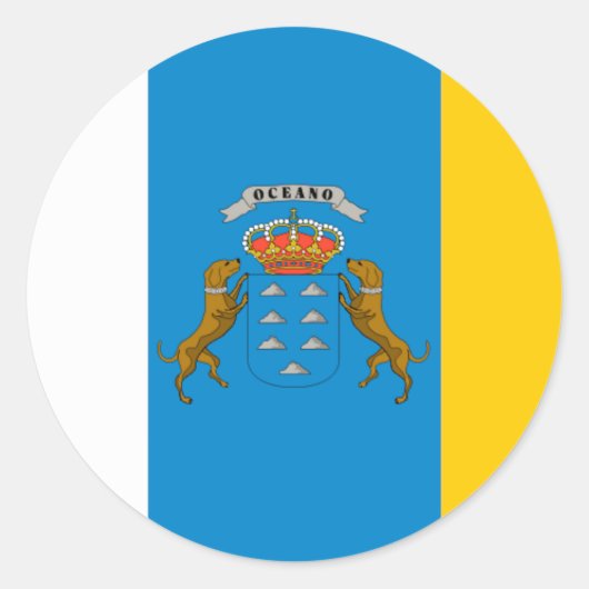 vlag van de Canarische Eilanden (Spanje) Ronde Sticker (Voorkant)