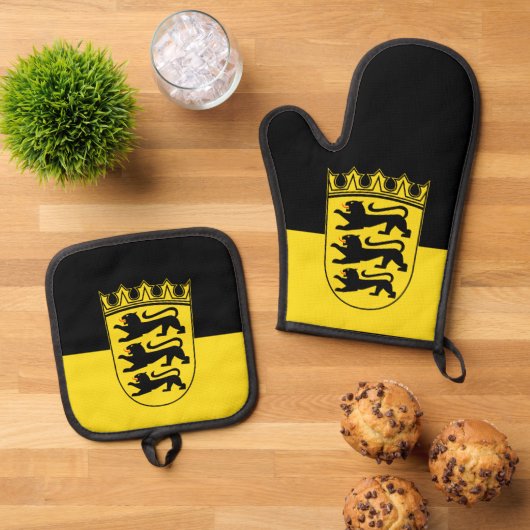 Vlag van de Canvas tas Baden-Württemberg Ovenwant & Pannenlap Set (Top down)