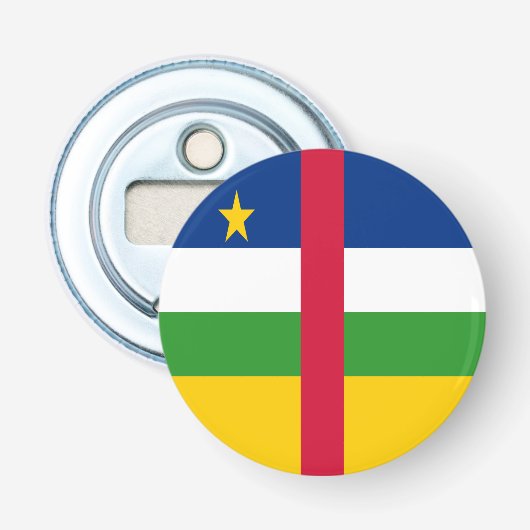 Vlag van de Centraal-Afrikaanse Republiek Button Flesopener (Voorkant)