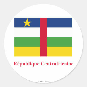 Vlag van de Centraal-Afrikaanse Republiek met naam Ronde Sticker