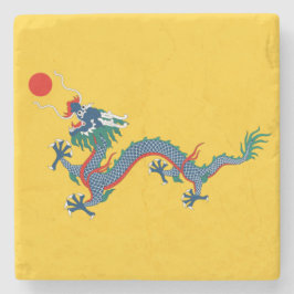 Vlag van de Chinese Qing-dynastie (Chinese Draak)  Stenen Onderzetter
