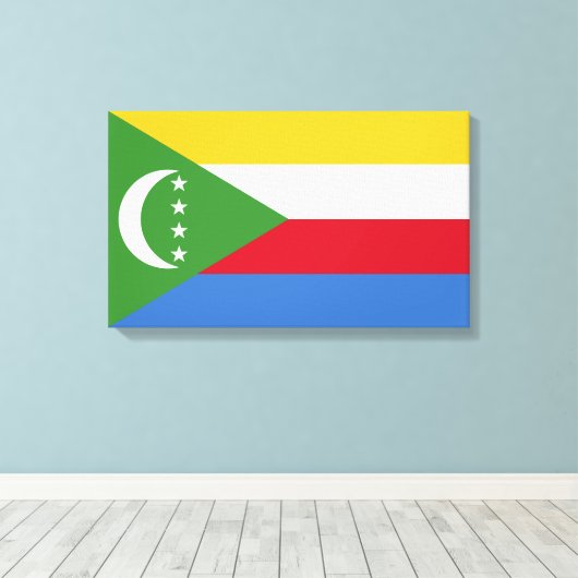 Vlag van de Comoren Canvas Afdruk (Insitu (Houten vloer))