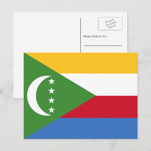 Vlag van de Comoren Vlag van de Comoren Briefkaart (Voorkant / Achterkant)
