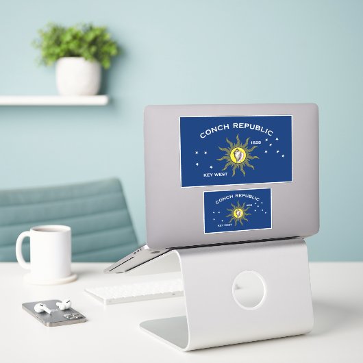 Vlag van de Conch-republiek, vlag van het sleutelw Sticker (Laptop op bureau)