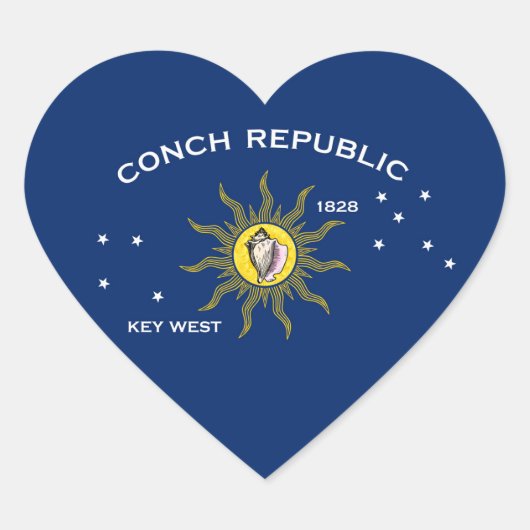 Vlag van de Conch Republiek, Vlag van Key West Hart Sticker (Voorkant)