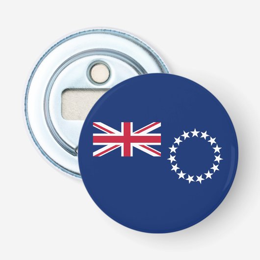 Vlag van de Cookeilanden Button Flesopener (Voorkant)